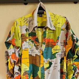 Flowy World Map shirt dress